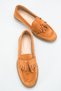 Women's Tan Tasseled Suede Loafer Daily Comfortable Sole Stylish Casual Shoes - 3