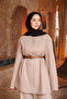 Beige Belted Jacket and Trousers Set - 3
