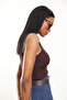 Brown Crew Neck Ribbed Undershirt 0001 - 5
