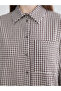 Lcw Modest Brown Plaid Women's Shirt Tunic - 3