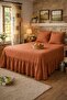 Tile Buldan Linen 3-Sided Gathered Bed Base Skirt with 2 Pillows Hotel Style Decoration Set 160 X 2 - 3