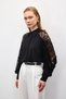 Lace Sleeve Shirt - Black - 2