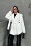 Women's Drawstring Jacket White Front Lace-Up Design - 5