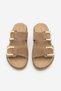 Women's Genuine Leather Gold Buckle Detailed Casual Slippers Merpe Camel Suede - 6