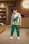 Boy's Tracksuit Set Skateboard Dinosaur Printed 2 Yarn Cotton Casual Set Green - 4