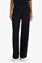 F1028Axbk81 Black Straight Fit Modal Wide Leg Soft Textured Sweatpants - 4