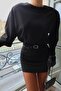 Allure Noir Padded Belted Dress - 2