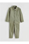 Green boy's gabardine shirt and pants
