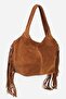 Valeria Tassel Detailed Genuine Suede Leather Bag - 2