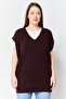 Women V-Neck Knitteed Sweater, Maroon - 4