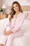 Women's Heart Bow Pajama Set Cotton Fabric - 3