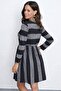 Women's Crew Neck Striped Mini Single Jersey Dress - 3