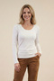 Women's Plus Size Lycra Crew Neck Long Sleeve Mom T-Shirt Combed Cotton Blouse