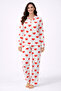 Red Heart Pattern Buttoned Long Sleeve Women's Pajamas Set - 4