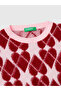 Crew Neck Patterned Girls' Sweater 1132Q107C - 2