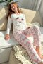 Women's Sweet Dream Slogan and Six Clouds Printed Combed Cotton Pajama Set - 4