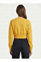Women's Mustard Elastic Waist Crop Sweatshirt Nj89 - 4