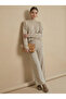 Women's Beige High-Neck Knitwear Top and Bottom Set Nj83 - 3