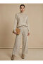 Women's Beige High-Neck Knitwear Top and Bottom Set Nj83