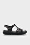 Masila Women's Genuine Leather Padded Comfort Sandals - Black