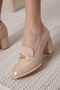 Nude Patent Leather Women's Heeled Shoes Bp18Ms10B - 5