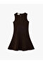 Crew Neck Sleeveless Flared Dress with Stitching Detail - 3
