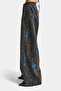 Women's Brown Blue 1s6-15 Palazzo Fit Loose Fit Special Flock Fabric Design Denim Jeans - 2