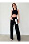 High Waist Wide Leg Jeans Black Lycra Palazzo Jeans - 2