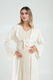 Cream Lace Embroidered Maternity & Postpartum Robe Nightgown Set - Nursing-Friendly 2-Piece Set - 3
