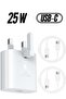25W Fast Charger Plug for Samsung Galaxy with 2PCS 5FT USB-C Cables – White