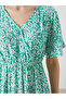 Double-breasted Collar Floral Dress - 3