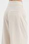 Women's Leather Buckle Detailed Front Pleated Design Wide Leg Trousers - 8