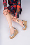 Fi̇ona Model Genuine Leather Open Toe Closed Back Ankle Buckle Platform Wedge Heel Women's Sandals