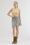 Ice Blue Washed Asymmetrical Buttoned and Pocket Detailed Denim Shorts Skirt - 5