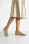 Beyza Women's Genuine Leather Ballerinas - Gold - 7