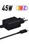 Samsung 45W USB-C Super Fast Charging Wall Charger 45W - Black (US Version with Cable, Black