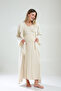 Cream Lace Embroidered Maternity & Postpartum Robe Nightgown Set - Nursing-Friendly 2-Piece Set - 4
