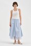 Women's Long Skirt with Tulle Fabric Detail and Elastic Waist Design - 5