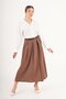Modal Pile Detailed Belted Brown Skirt