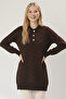 Patterned Hijab Tunic N3304 Brown