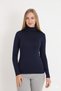 Women's Navy Blue Long Sleeve Turtleneck Basic Body Badi Slim Fit Lycra Flexible Viscose Daily Blouse - 3