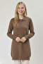 Patterned Hijab Dress N3304 Mink