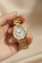 Cansios Model Daily Use Waterproof Round Numeral Gold Women's Wristwatch - 4