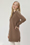 Patterned Hijab Dress N3304 Mink - 3