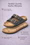 Unisex Khaki Flat Double-Strapped Buckle Slippers – Anatomical Sole Orthopedic Home and Outdoor Slippers Eva Sole - 5