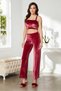 Women's 3-Piece Velvet Cropped Dressing Gown Satin Pajama Set with Socks as a Gift - 3