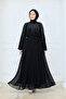 Women's Lined Chiffon Dress with Stone Belt