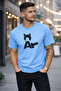 Cat Printed Cotton Relaxed Fit Round Neck Unisex T-Shirt