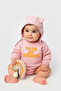 Baby Girl 3-Threaded Knitted Romper with Snap Buttons on the Bottom