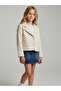 Girl's Textured Stylish Design Jacket with Floral Appliques - 5
